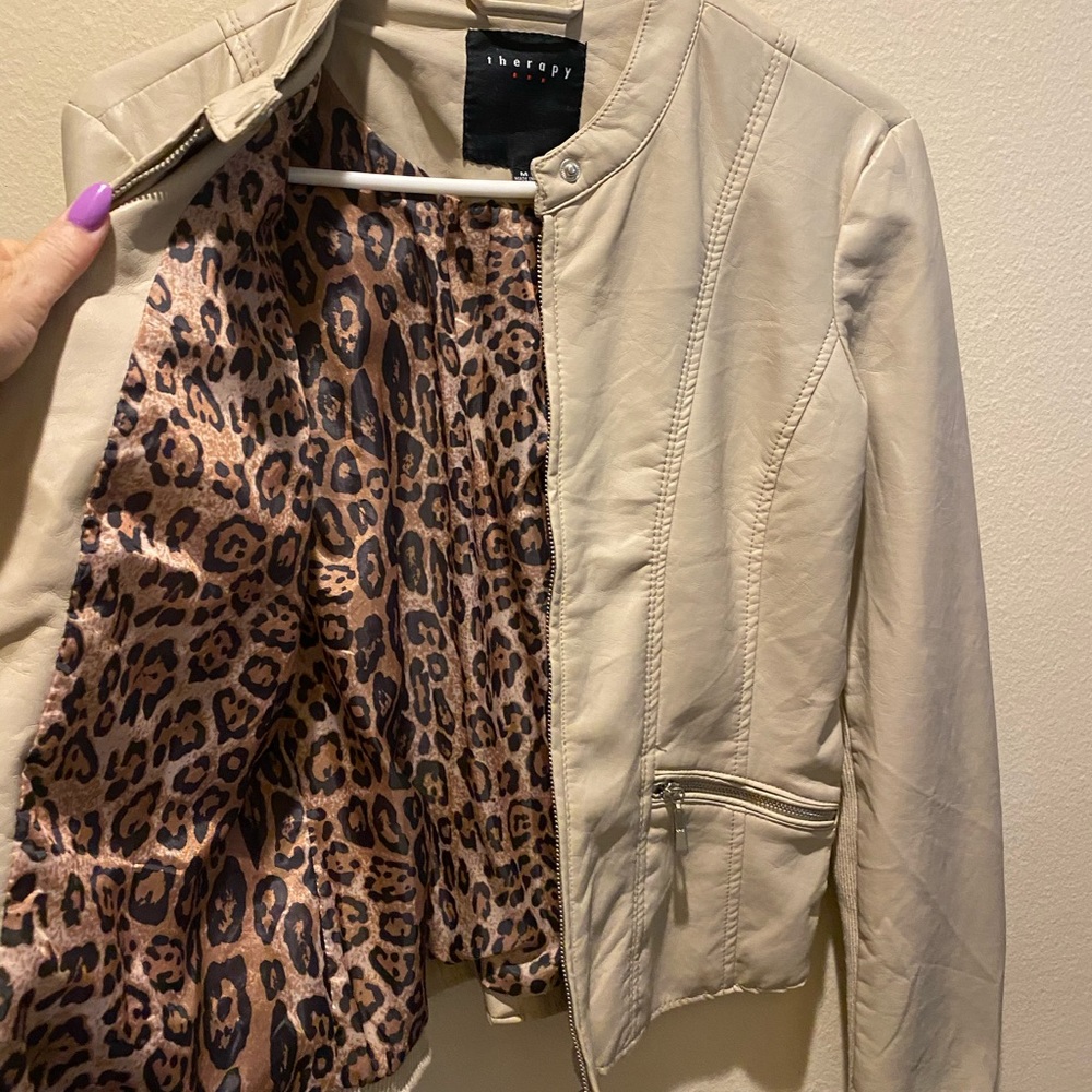 Taupe Faux Leather Jacket